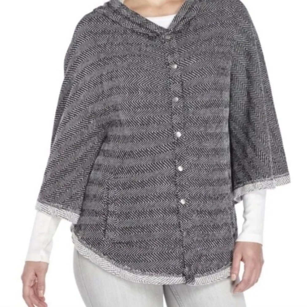 NWT Lucky Brand Hooded Herringbone Poncho/Cape